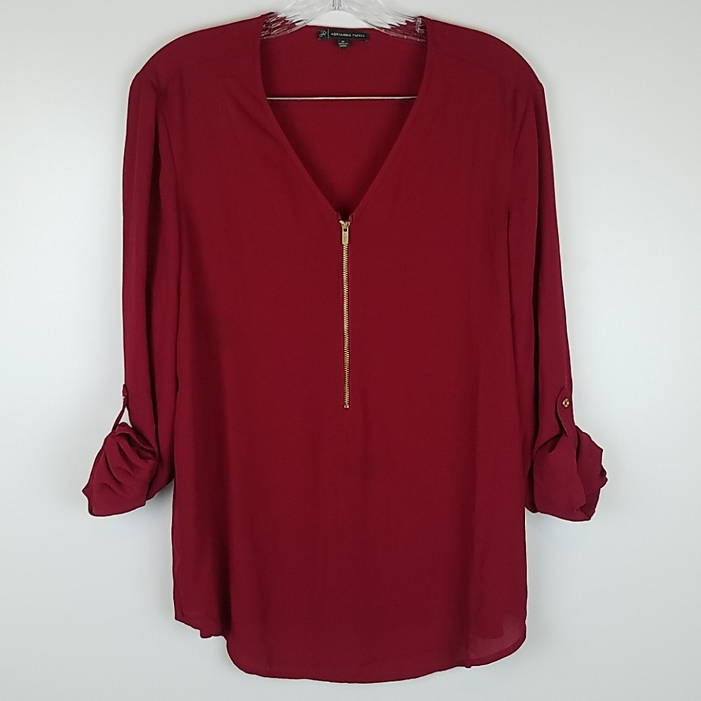 ADRIANNA PAPELL | RED ZIPPER TOP